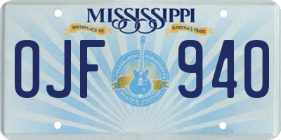MS license plate OJF940