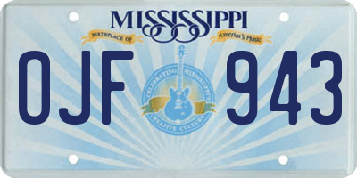 MS license plate OJF943