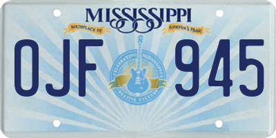 MS license plate OJF945