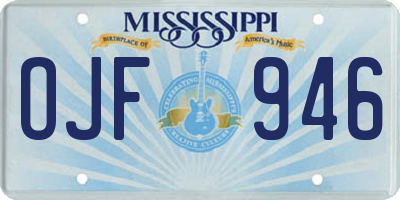 MS license plate OJF946