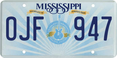 MS license plate OJF947