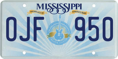 MS license plate OJF950