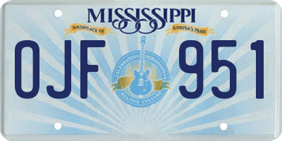 MS license plate OJF951