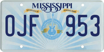 MS license plate OJF953