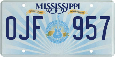 MS license plate OJF957