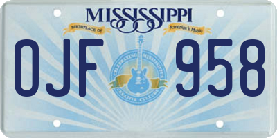 MS license plate OJF958