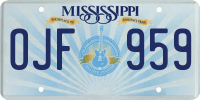 MS license plate OJF959