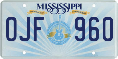 MS license plate OJF960
