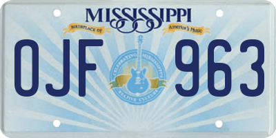 MS license plate OJF963