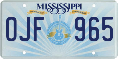 MS license plate OJF965