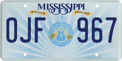 MS license plate OJF967