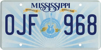 MS license plate OJF968