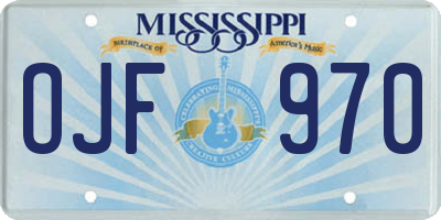 MS license plate OJF970