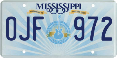 MS license plate OJF972