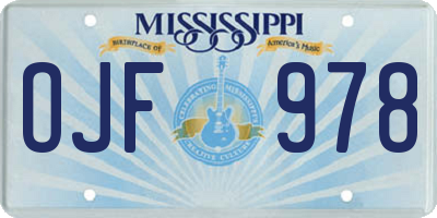 MS license plate OJF978