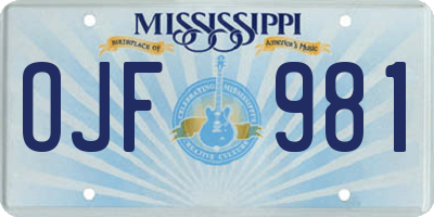 MS license plate OJF981