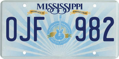 MS license plate OJF982