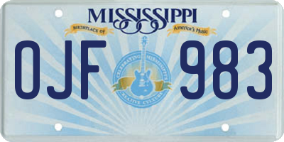 MS license plate OJF983