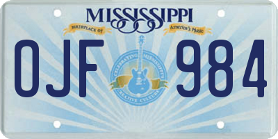 MS license plate OJF984