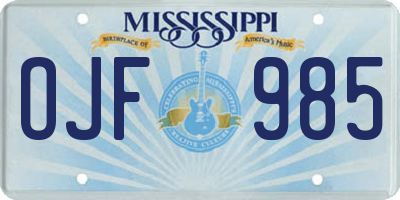 MS license plate OJF985