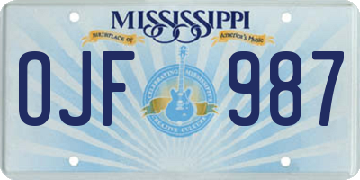 MS license plate OJF987