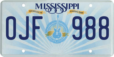 MS license plate OJF988