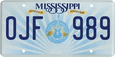 MS license plate OJF989