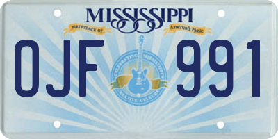 MS license plate OJF991