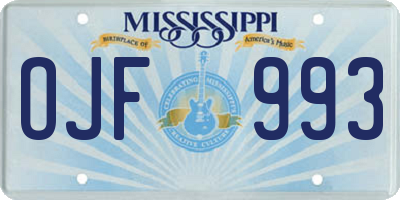 MS license plate OJF993