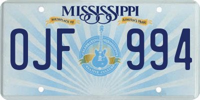 MS license plate OJF994