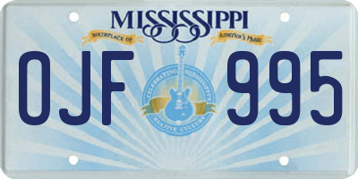 MS license plate OJF995