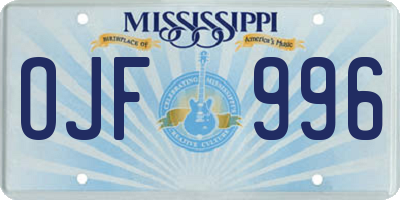 MS license plate OJF996
