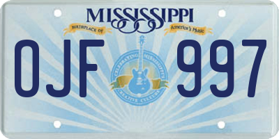 MS license plate OJF997