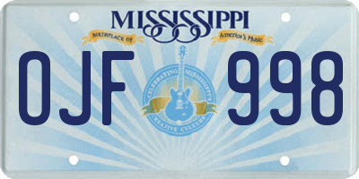 MS license plate OJF998