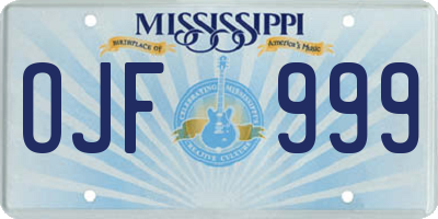 MS license plate OJF999