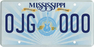 MS license plate OJG000