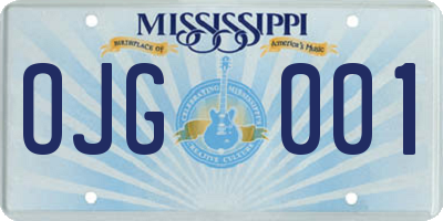 MS license plate OJG001