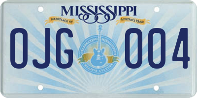 MS license plate OJG004