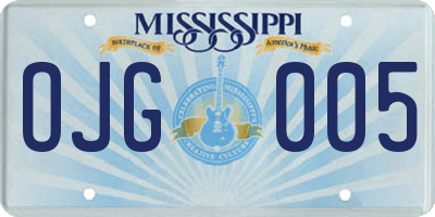 MS license plate OJG005