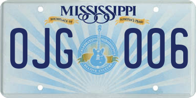 MS license plate OJG006