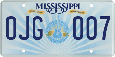 MS license plate OJG007