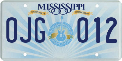 MS license plate OJG012