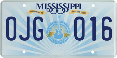 MS license plate OJG016