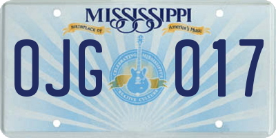 MS license plate OJG017