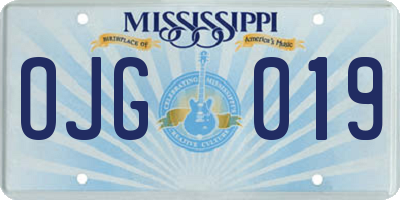 MS license plate OJG019