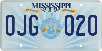 MS license plate OJG020