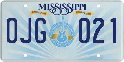 MS license plate OJG021