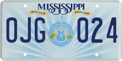 MS license plate OJG024