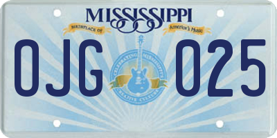 MS license plate OJG025