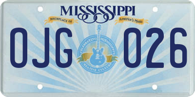 MS license plate OJG026